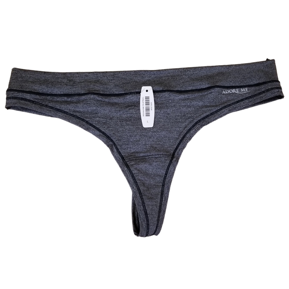 Adore Me Black Marl Thong Large NWT